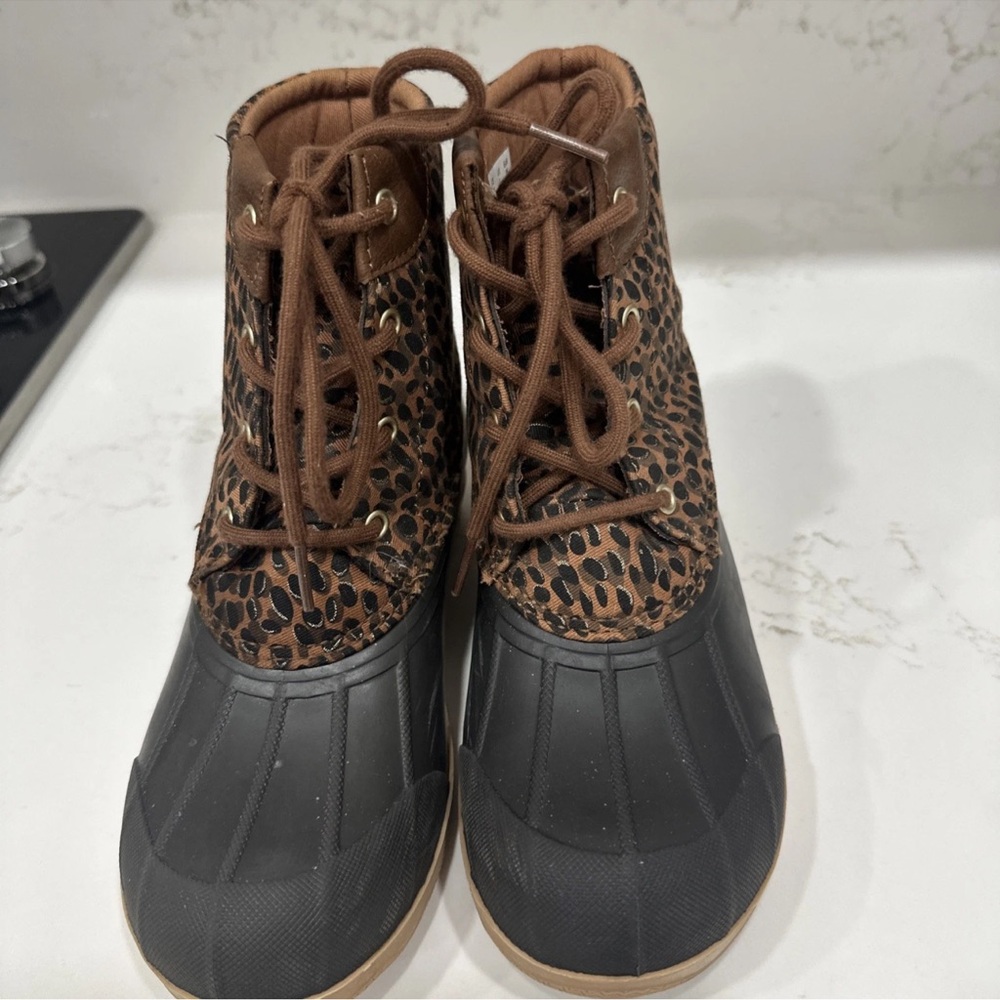 Sperry Children’s Duck Boots Leopard Print 3M Snow Rain Hunting
